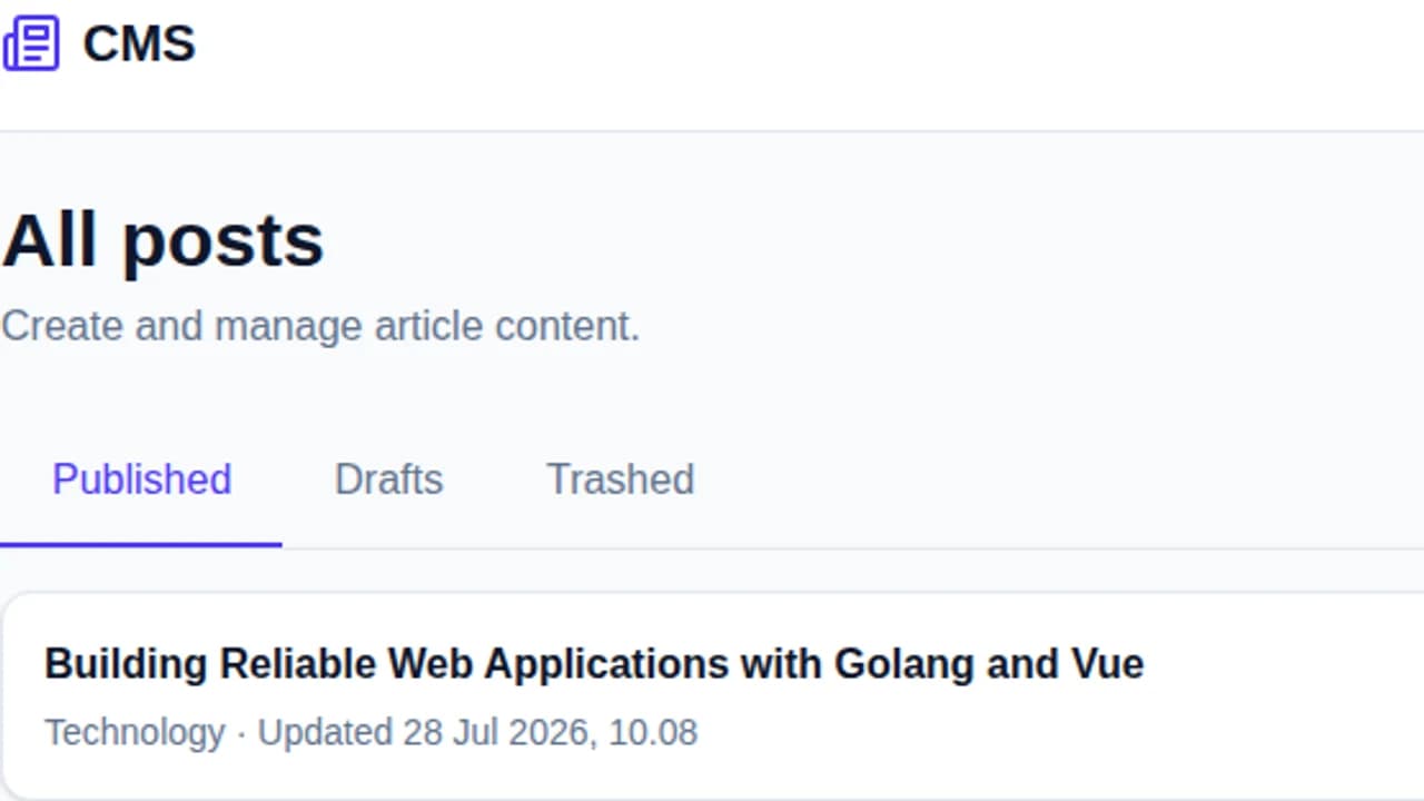 Article Management System posts management interface
